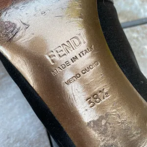 Fendi Black Satin & Patent Leather Stiletto Pumps Size 8.5 Luxury thumbnail 9