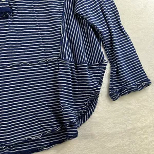 We The Free People S Small Hong Kong Henley Top Navy Striped Raw Hem Boho Beachy thumbnail 6
