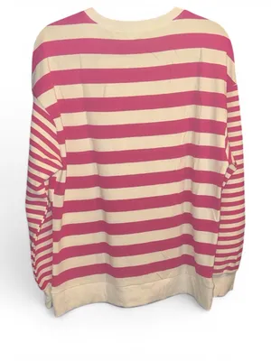 Lg Dark Pink and White Striped Thermal Shirt thumbnail 3