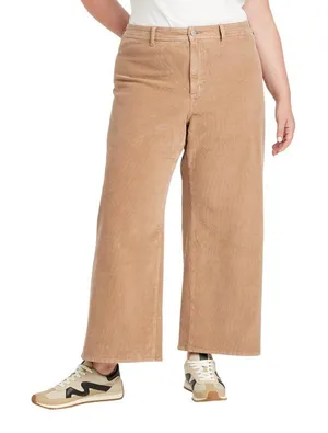 NWT Universal Thread High-Rise Corduroy Sailor Wide Leg Ankle Jeans Brown 17 thumbnail 1