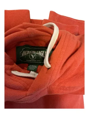 American Eagle Vintage Style Spell Out Pullover Hoodie Orange Men's XL thumbnail 3