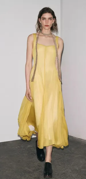 Zara butter mustard Yellow Maxi Dress flowy bohemian midi summer vacation thumbnail 15