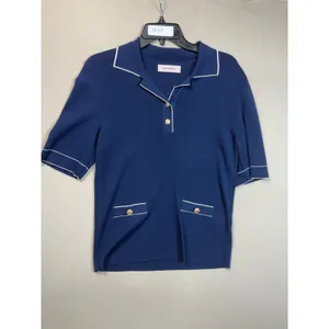 Aldomartins Navy Polo With White Trim Large thumbnail 2