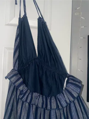 Lulu's Navy and Black Striped Halter Maxi Dress thumbnail 5