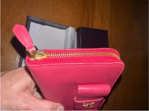 Prada Saffiano Leather Bow Wallet, One Size, Pink thumbnail 6