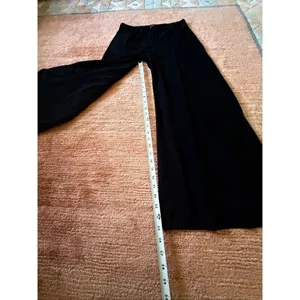 SAH Family Black Wide Leg Ankle Pants Size FR 40 Made in France Stretch Travel Y thumbnail 3