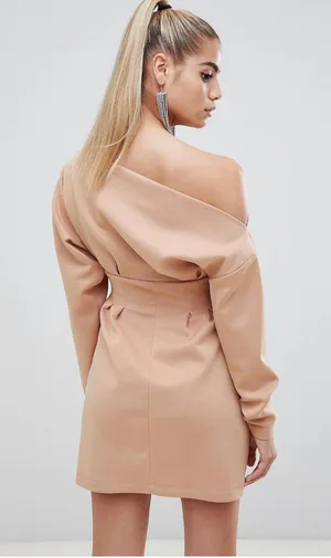 ASOS One Shoulder Light Pink Mini Dress thumbnail 3