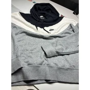 Nike Sportswear Colorblock Fleece Pullover Hoodie Gray White Black Swoosh thumbnail 3