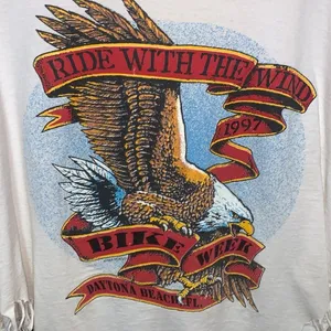 Rare Custom Fringe 1997 Daytona Bike Week Bald Eagle Vintage Cotton Tee Shirt thumbnail 2