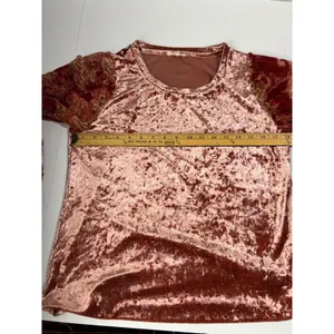 Mystree Rose Crushed Velvet Paisley Bell‎ Sleeve Boho Top Size M thumbnail 5