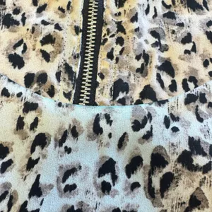 Ann Taylor Leopard Print Puff Shoulder Back Zip Blouse Top Tan Black Size 6 thumbnail 9
