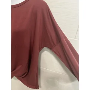 Andree by Unit Brick Red Knotted-Front Long Sleeve Knit Top M, Soft Comfy Casual thumbnail 3