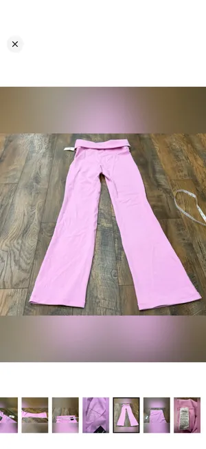 Gap fit Smooth Foldover Mini Flare Leggings, Women’s Size Medium, Pink, NEW thumbnail 8