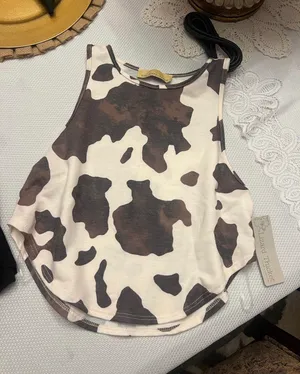 Boutique Cow Print Tank thumbnail 1