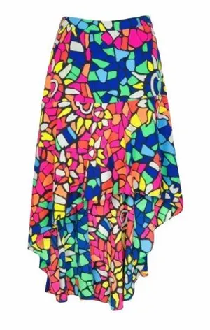 Nanette Lepore L’Amour Faith Multi-Color Mosaic Hi-Low Skirt EUC XS thumbnail 5