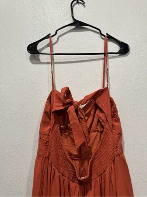 American Eagle Catie Corset Eyelet Midi Dress Terracotta L NWOT thumbnail 6