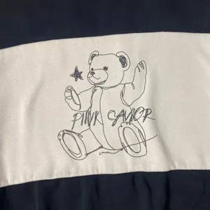 Pink Savior Teddy Bear Color Block Crewneck Womens Size‎ Medium Black White thumbnail 3