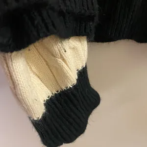 Womens V Neck Acrylic Knit Sweater 2XL Bust 48” Black & White Striped Stripes thumbnail 6