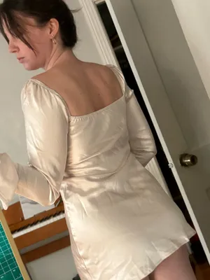 Princess Polly Satin Long Sleeve Mini Dress in Champagne thumbnail 2