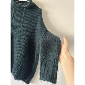 Zara Knit Sweater Hoodie Relaxed Oversized Wool Blend Cozy Size Small thumbnail 5