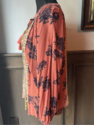 Women’s Coral and Navy Boho Tassel Tie Tunic medium thumbnail 3