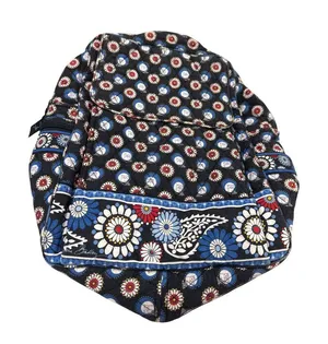 Vera Bradley blue Owl & Floral Print Quilted Backpack 16" x 14" SKU 7335 thumbnail 1