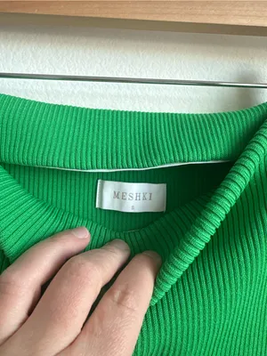 Meshki Green Rib Knit Strapless Tube Maxi Dress Skirt Stretch S thumbnail 4