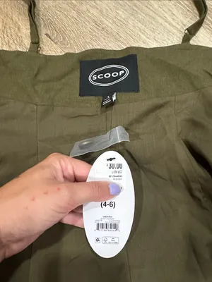 Olive Green Button-Front Cami linen vest. Burnt rosemary thumbnail 2
