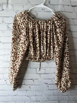Matteau floral silk crop top size 2 Brown thumbnail 1