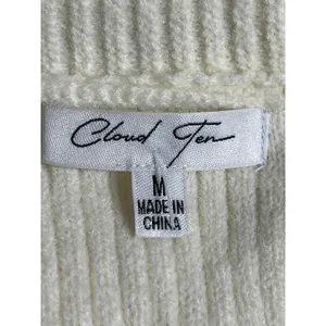 Cloud Ten White Cable Knit Bow Button Sleeveless Cardigan Sweater Vest Top Sz M thumbnail 5
