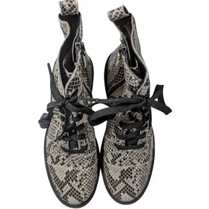 Linea Paolo Moto Boot 5.5 Snakeskin Print Lace Up‎ Ankle Boots Combat Booties thumbnail 10