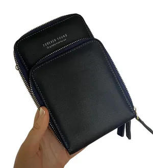 Forever Young‎ korea navy blue multi zipper pouch clutch wallet credit cards thumbnail 1