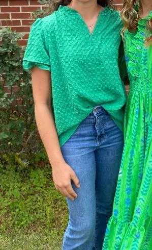 Kelly Green blouse Size L thumbnail 1