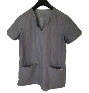 FIGS technical collection top short sleeve shirt gray women's size small thumbnail 1