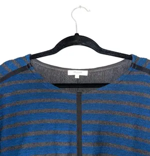 Madewell Striped Back Zip Sweater Blue & Gray Boxy Pullover thumbnail 2
