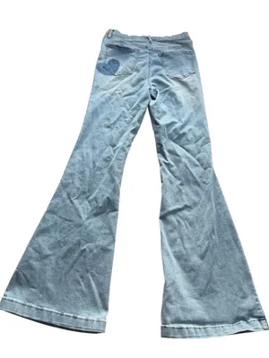 Altar'd State Heart Pocket High Rise Flare Jeans Size 29/9 Light Wash thumbnail 6