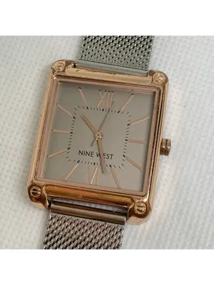 Nine West women watch rose gold tone 29mm quartz analog beige 7” running thumbnail 3