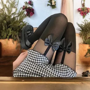 Cute Bow‎ Decor Tights Sweet College JK Style Thin Stretchy Pantyhose One Size thumbnail 5