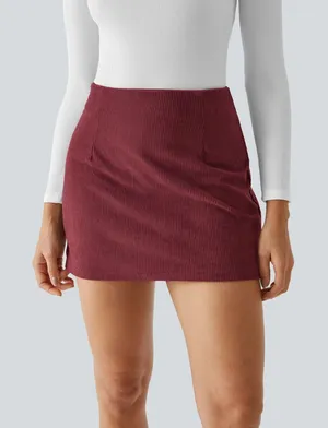 Halara High Waisted Y2K Mini Corduroy Stretch Casual Skirt Pomegranate Large thumbnail 1