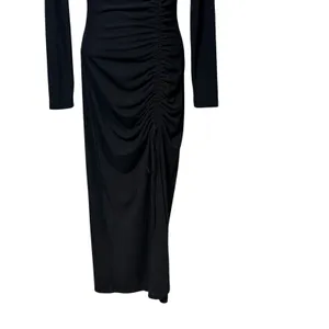 Zara Womens Black Cutout Ruched Long Sleeve Maxi Dress XS Asymmetric Neckline thumbnail 4