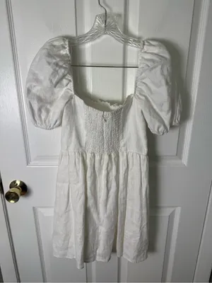 Reformation Malvina Linen Dress in White 6 thumbnail 5