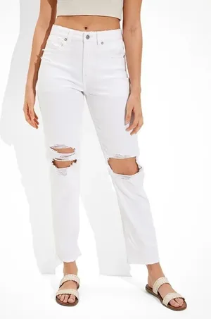 American Eagle‎ Outfitters white Mom Straight Jeans size 10 thumbnail 1