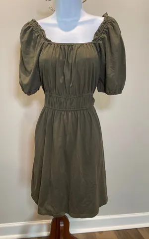 J.Crew Carmen Neck Puff‑Sleeve Mini Dress Size M 100 Percent Cotton thumbnail 1