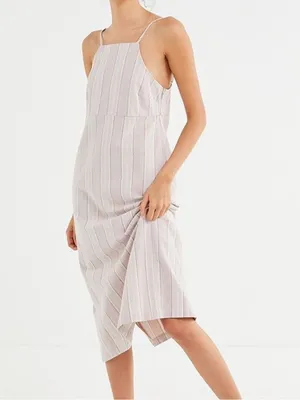 NWT Urban Outfitters Sicily Linen‎ Side Button Midi Dress Medium thumbnail 2