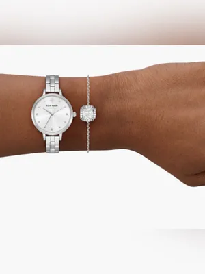 Kate Spade NY Metro Three-Hand Quartz Bracelet Watch & Crystal Bracelet Set NWT thumbnail 2