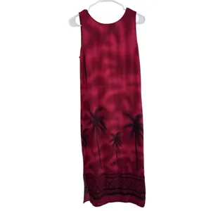 R&K Originals Red Black Tropical Palm Tree Border Print Sleeveless Dress Size 8 thumbnail 3