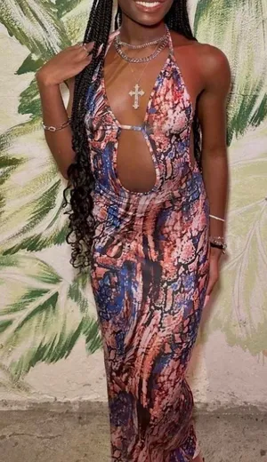 SheIn Marble Print Maxi Dress thumbnail 1