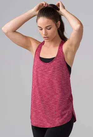 Lululemon 105 Singlet tank top Heathered cranberry activewear yoga Pilates gym 4 thumbnail 1