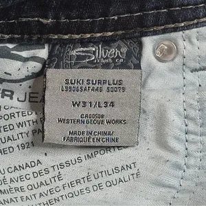 Silver Jeans Suki Surplus Womens 31x34 Bootcut Jeans Dark Wash Y2K Western thumbnail 9