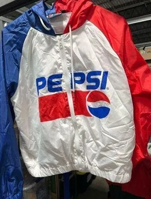 Pepsi Cola Wind Breaker Jacket Zip Up Retro Logo Spell Out Women's Size Medium thumbnail 1